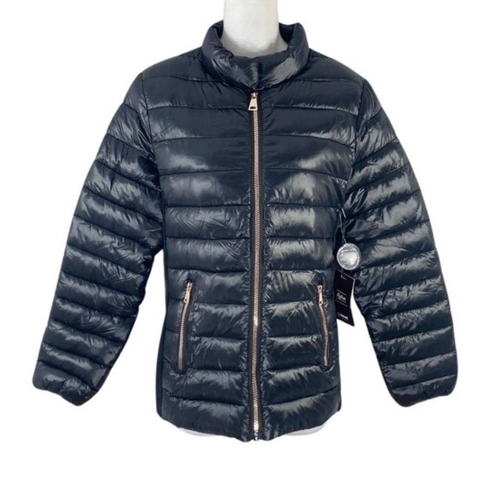 NWT Ci Sono Black Nylon Shine Gloss Puffer Jacket Large L